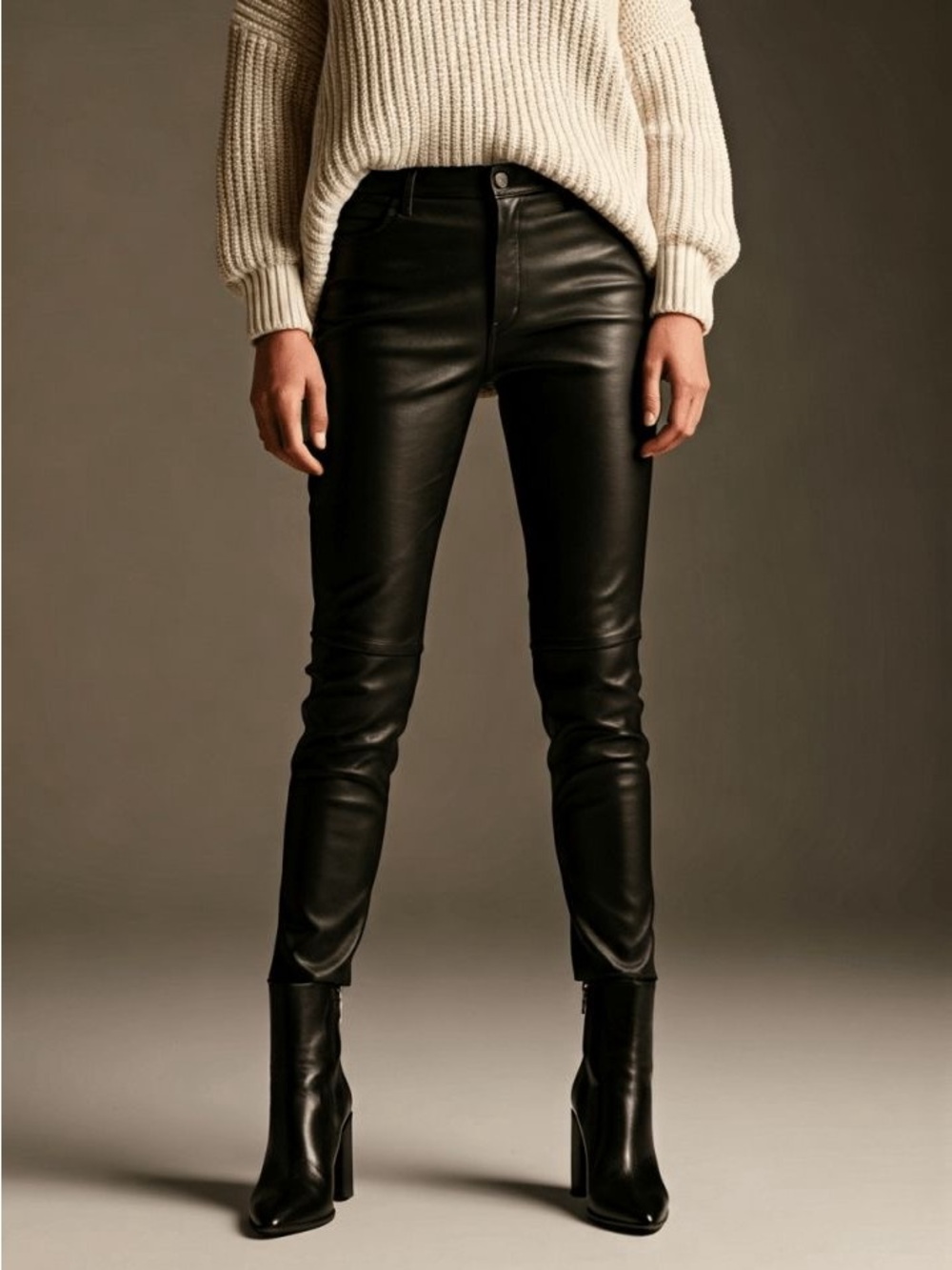 Coated Faux Leather High Rise Skinny Jeans